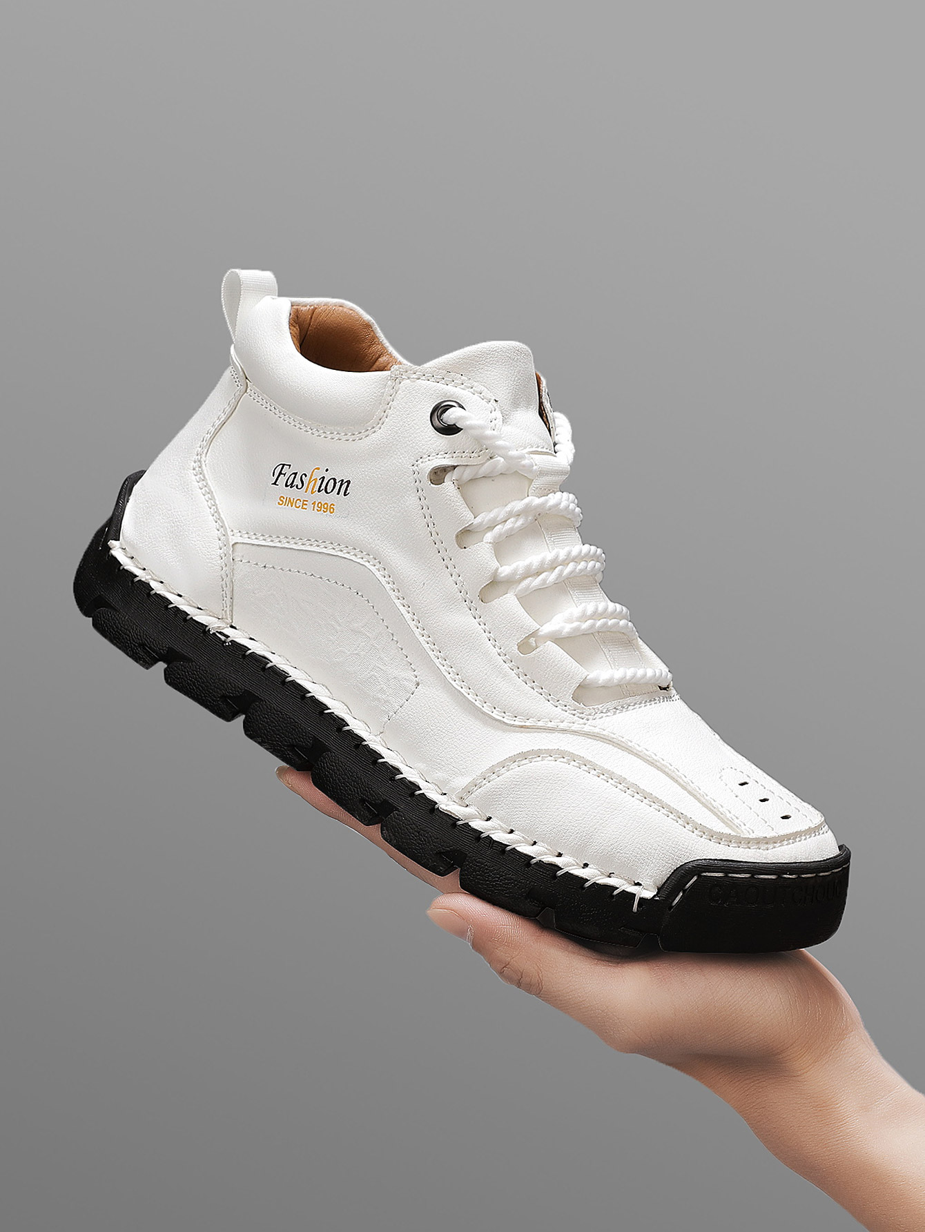 Mens Fashion Trainers - Men's Handmade Mid-Top Casual Shoes, Simple
