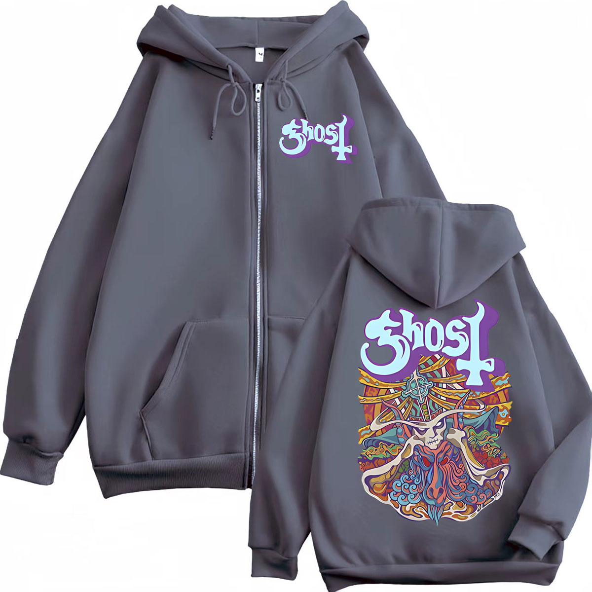 Ghost Band Graphic Zipper Hood - Mens Fashion Zip Up Hoodies ulasan dan harga