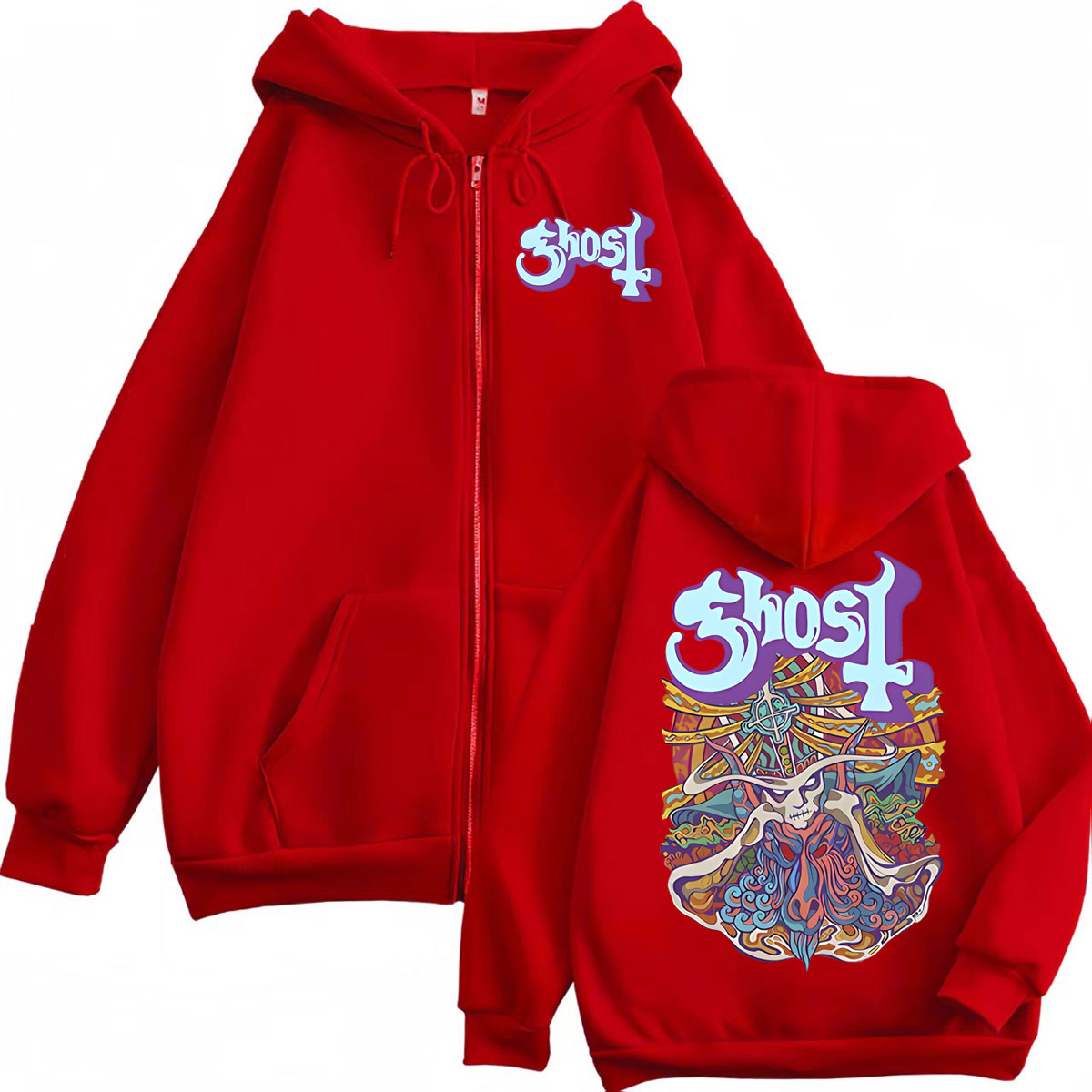 Ghost Band Graphic Zipper Hood - Mens Fashion Zip Up Hoodies ulasan dan harga