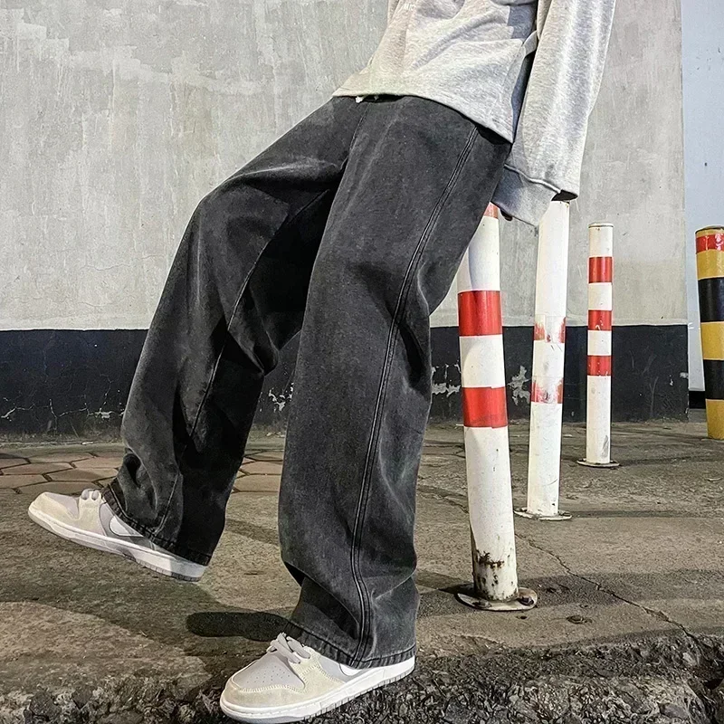Korean Style Streetwear New Fa - Men'S Fashion Grey Jeans ulasan dan harga