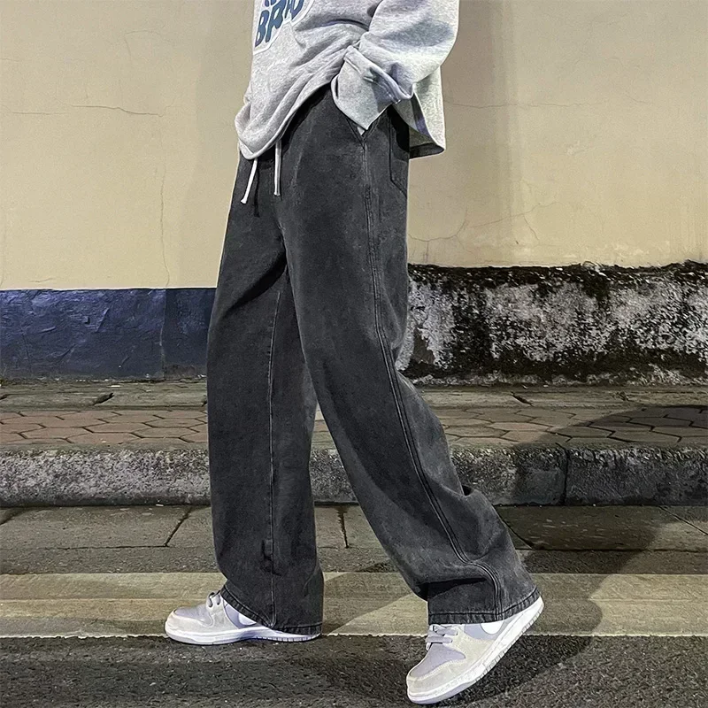 Korean Style Streetwear New Fa - Men'S Fashion Grey Jeans ulasan dan harga