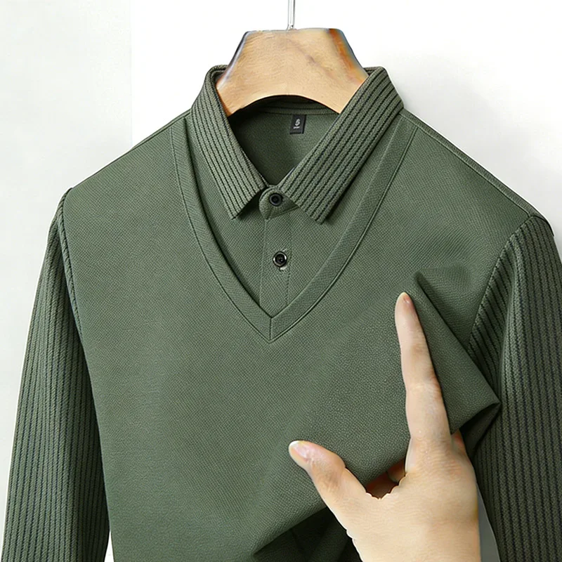 Men's Fake Two Piece Shirt Col - Mens Fashion Clothes ulasan dan harga