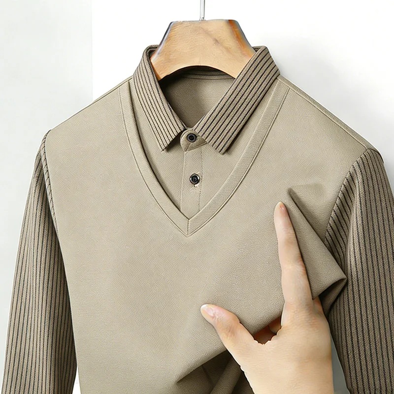Men's Fake Two Piece Shirt Col - Mens Fashion Clothes ulasan dan harga