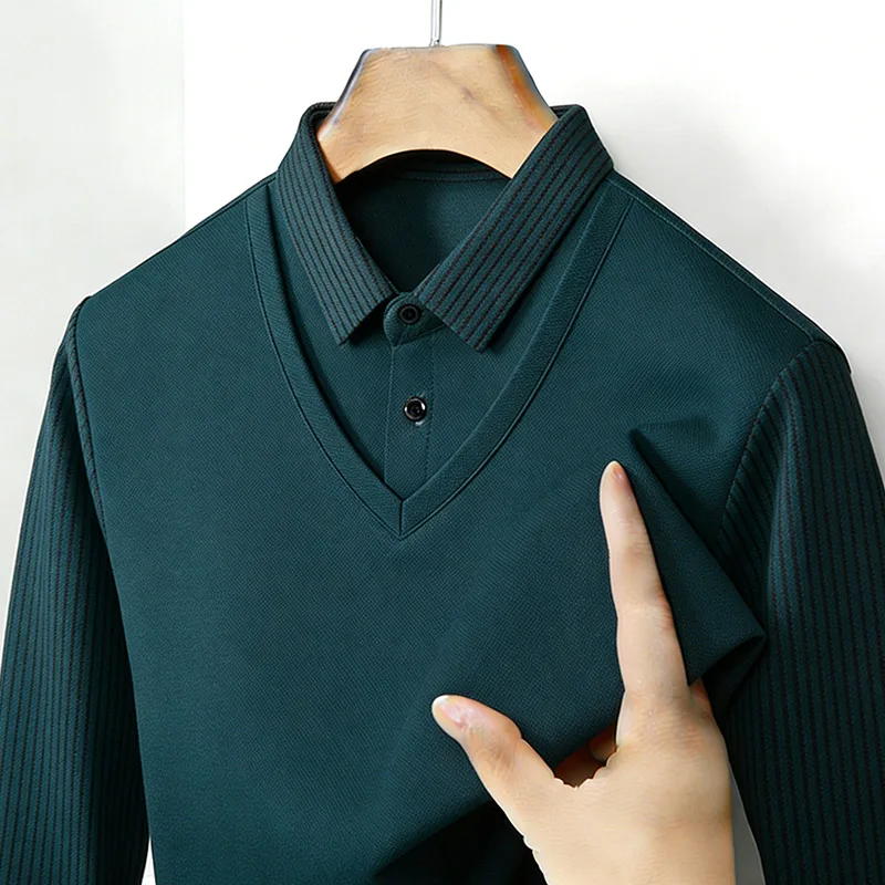 Men's Fake Two Piece Shirt Col - Mens Fashion Clothes ulasan dan harga