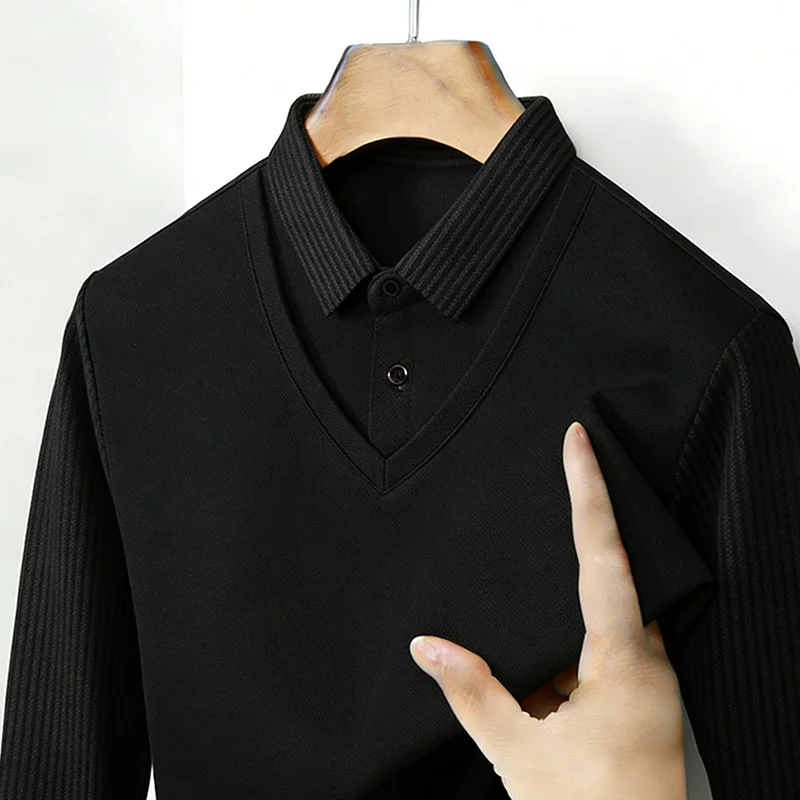 Men's Fake Two Piece Shirt Col - Mens Fashion Clothes ulasan dan harga