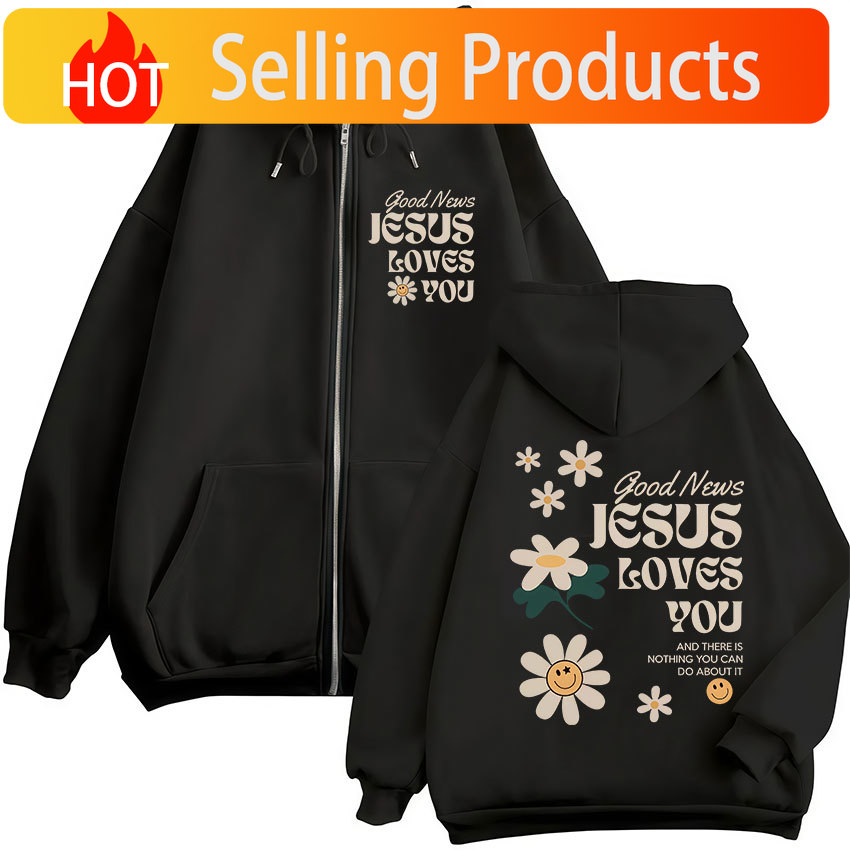Good News Jesus Loves You Chri - Mens Fashion Zip Up Hoodies ulasan dan harga