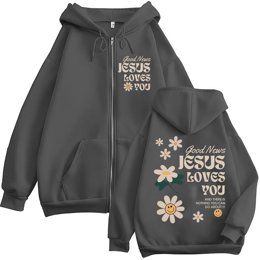 Good News Jesus Loves You Chri - Mens Fashion Zip Up Hoodies ulasan dan harga