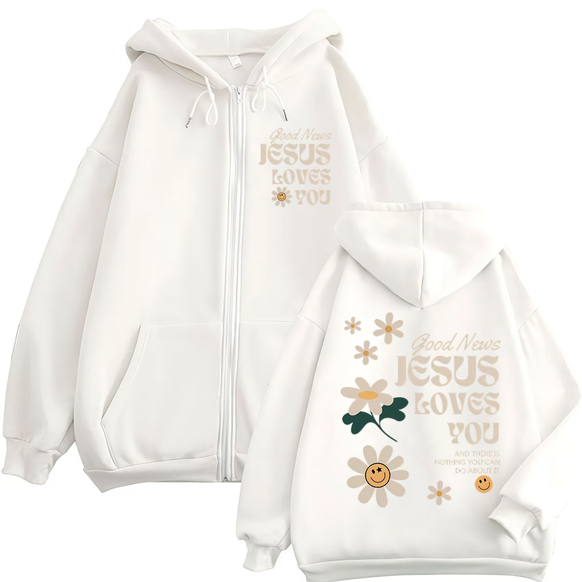 Good News Jesus Loves You Chri - Mens Fashion Zip Up Hoodies ulasan dan harga