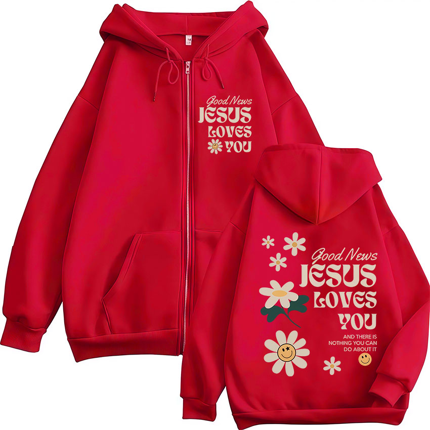 Good News Jesus Loves You Chri - Mens Fashion Zip Up Hoodies ulasan dan harga