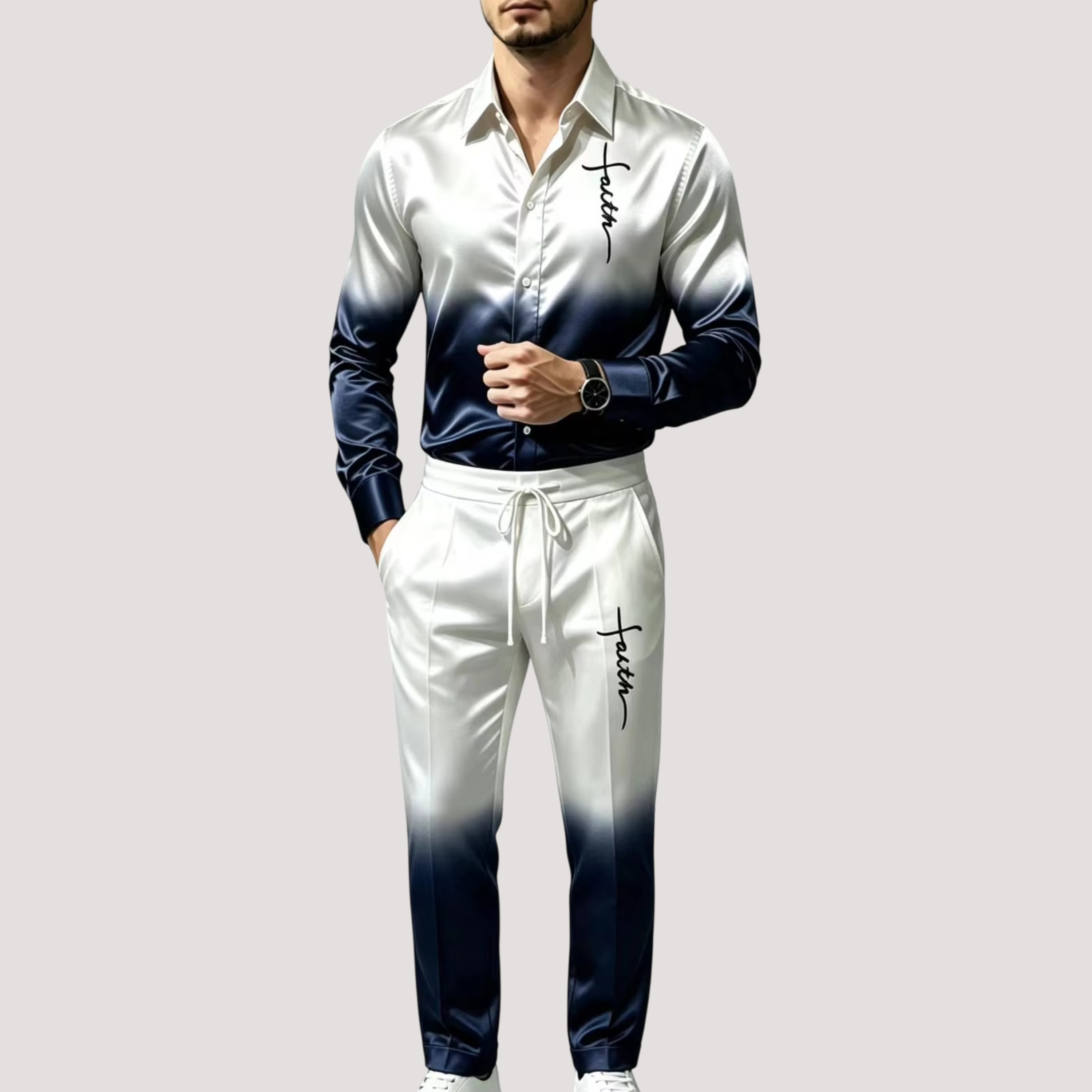 Men's Satin Silk Sports Suit T - Mens Fashion Clothes ulasan dan harga