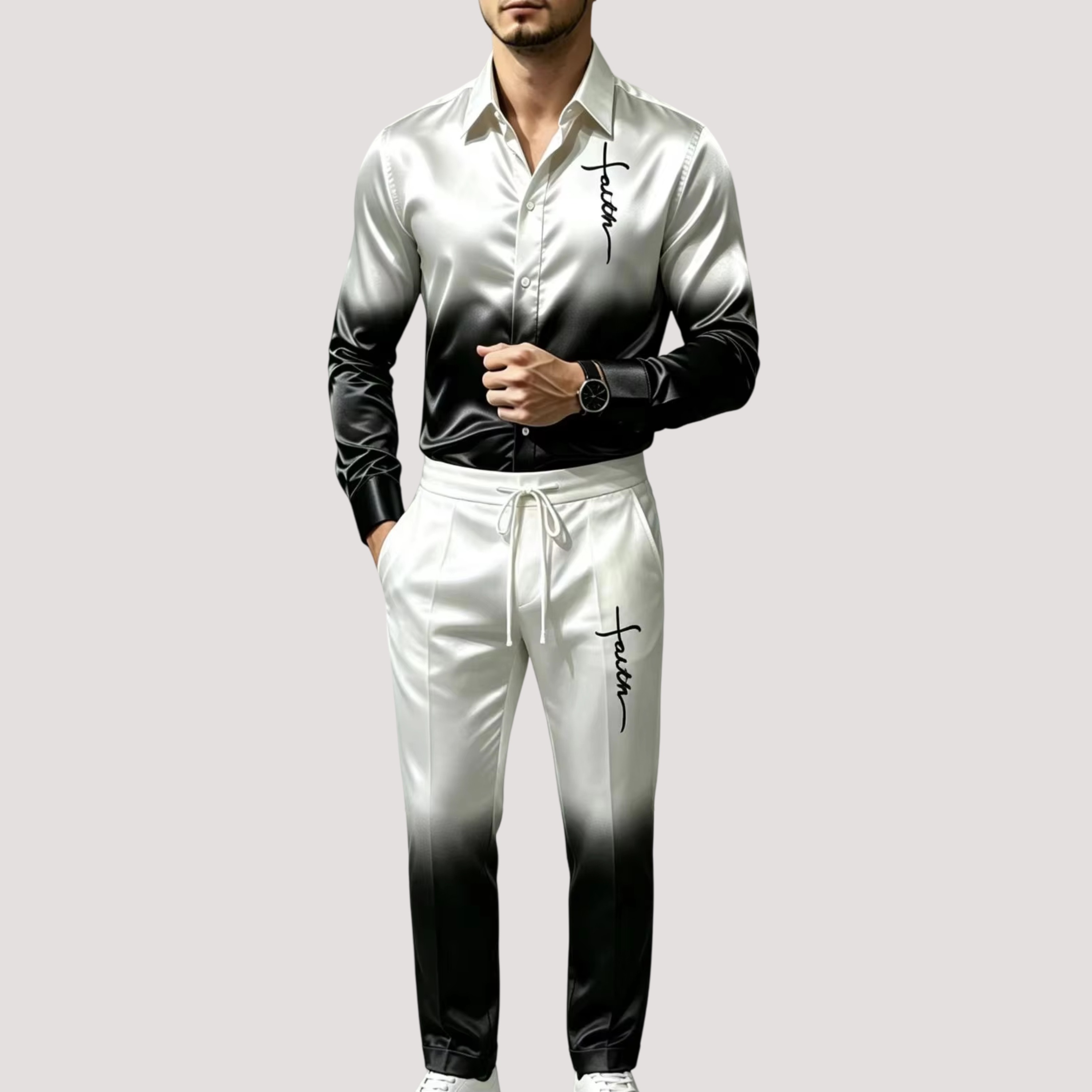 Men's Satin Silk Sports Suit T - Mens Fashion Clothes ulasan dan harga