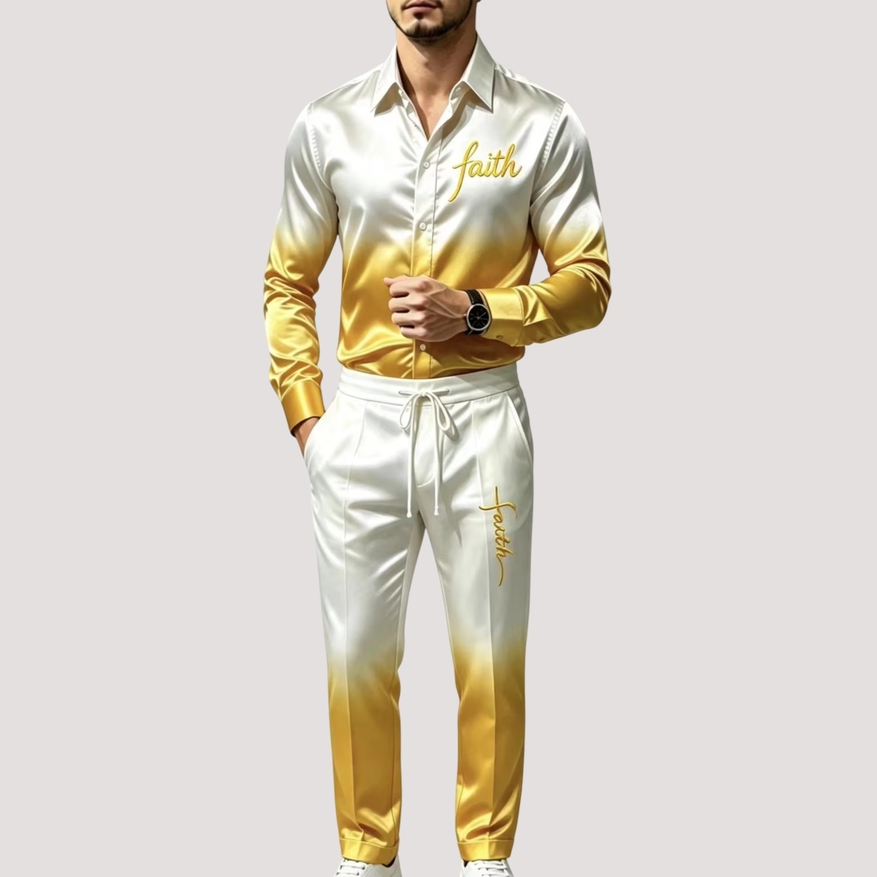 Men's Satin Silk Sports Suit T - Mens Fashion Clothes ulasan dan harga
