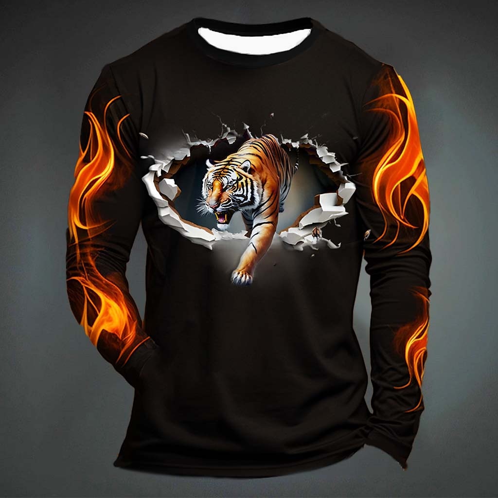 Funny Tiger Print T Shirt For  - Mens Fashion Clothes ulasan dan harga