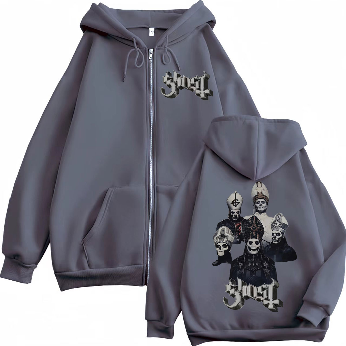 Hot Sale Ghost Band Zipper Hoo - Mens Fashion Zip Up Hoodies ulasan dan harga