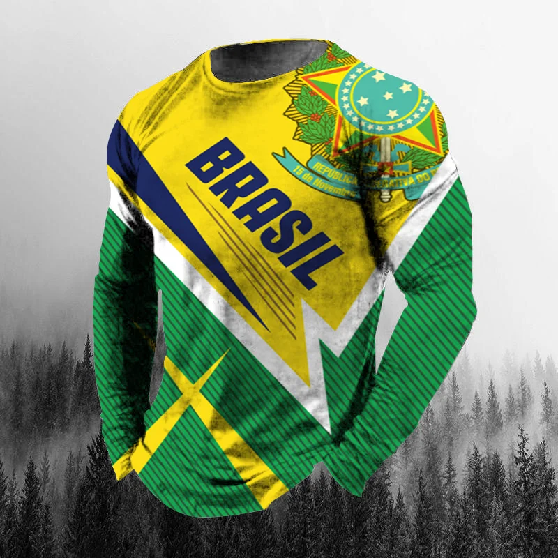Vintage Brazilian Flag 3D Prin - Mens Fashion Clothes ulasan dan harga