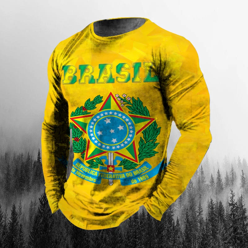 Vintage Brazilian Flag 3D Prin - Mens Fashion Clothes ulasan dan harga