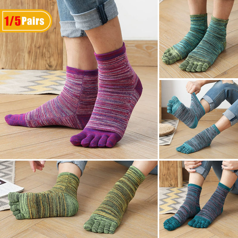 1/5 Pairs Man Colorful Toe Hap - Socks Ankle Men ulasan dan harga