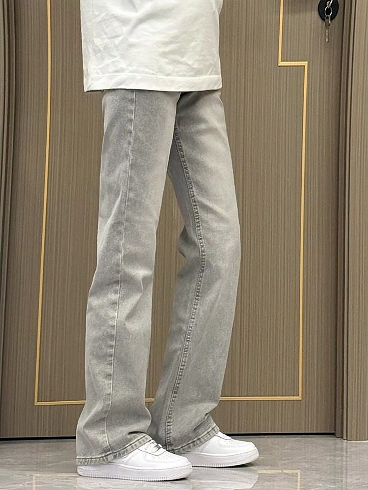 Smoke Grey Straight Leg Slim F - Men'S Fashion Grey Jeans ulasan dan harga