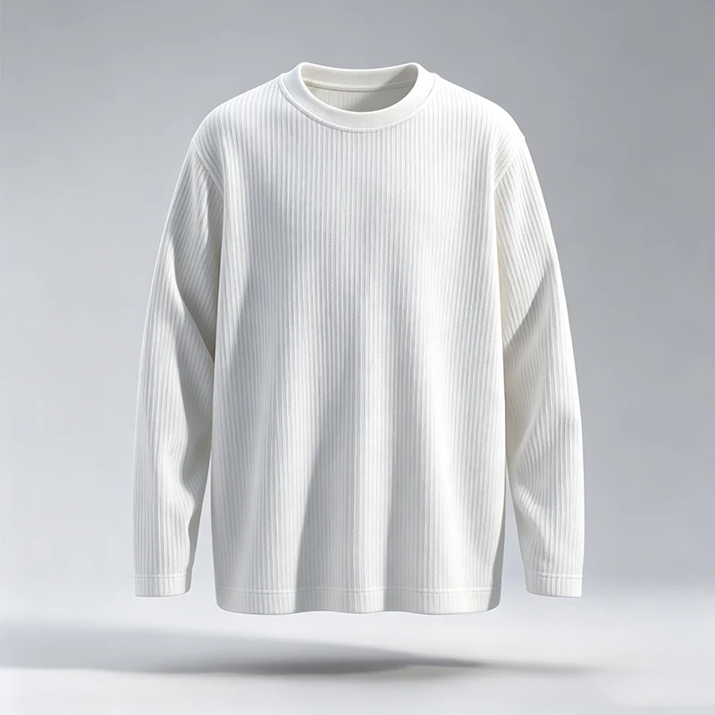 Men Vertical Ribbed Crew Neck  - Men'S Fashion T Shirts ulasan dan harga