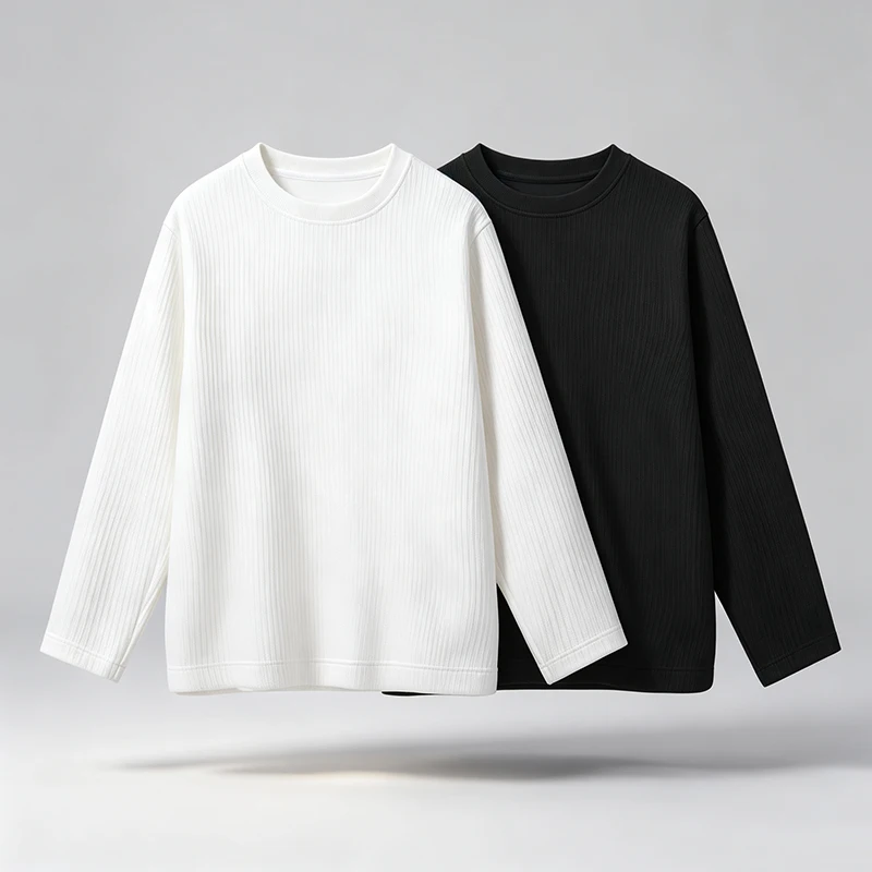 Men Vertical Ribbed Crew Neck  - Men'S Fashion T Shirts ulasan dan harga
